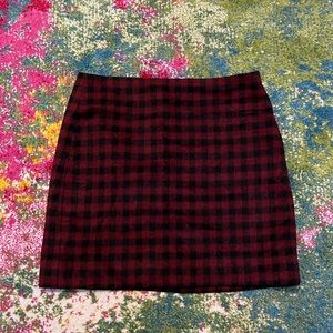 Red and black plaid Madewell wool-blend mini skirt